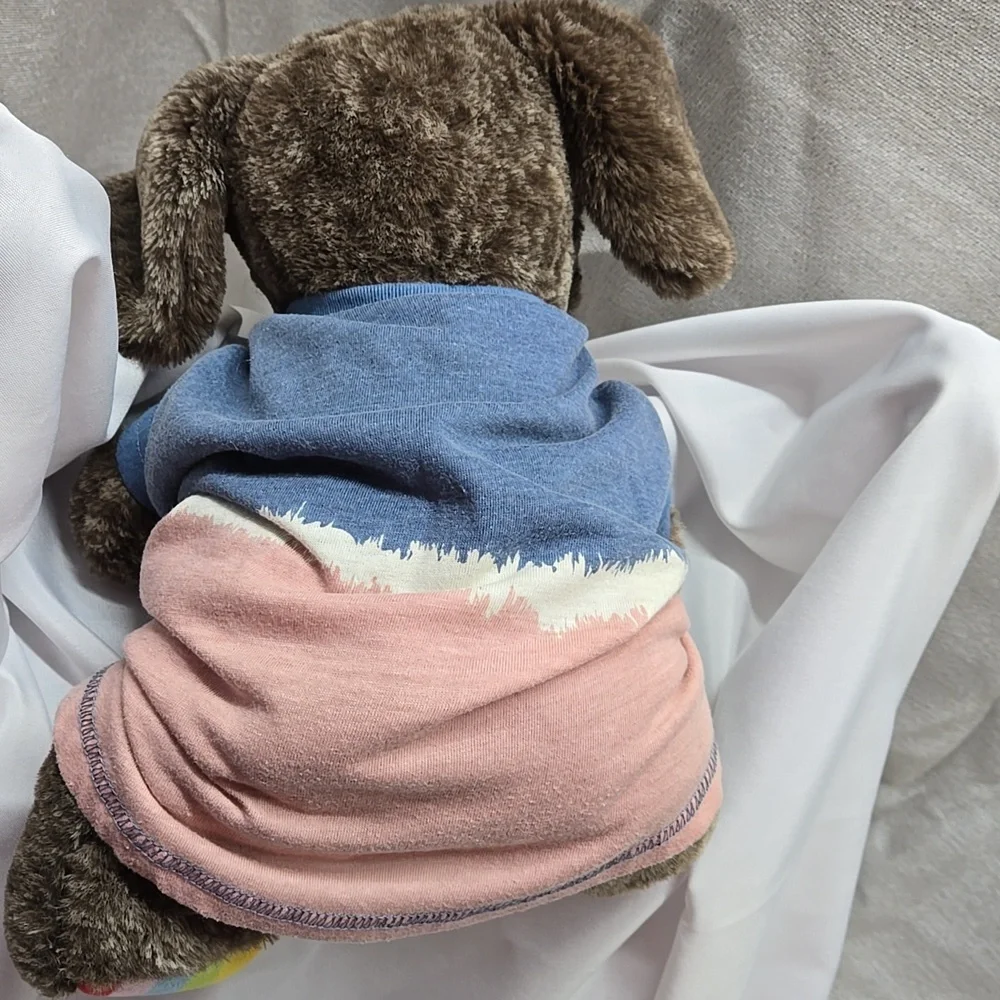 Dog T-shirt, Blue, White, Pink, Mock Tie-dye, Crew Neck, Sz Med, Jersey Knit